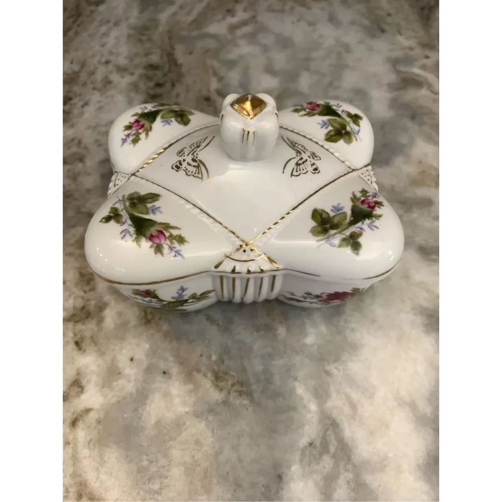 Roses Fern Importation Ceramic Candy Dish #antique